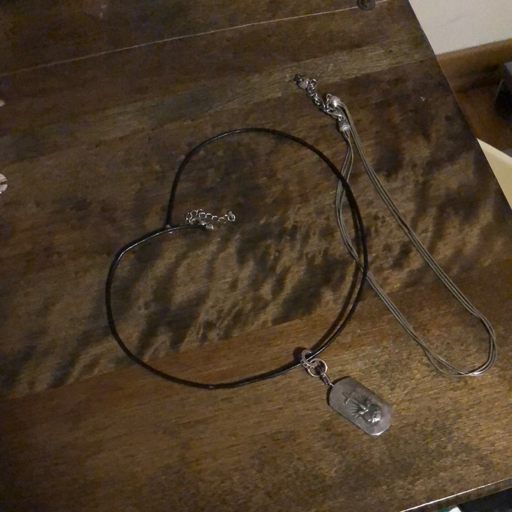 Silver sacred heart dog tag with two necklace options